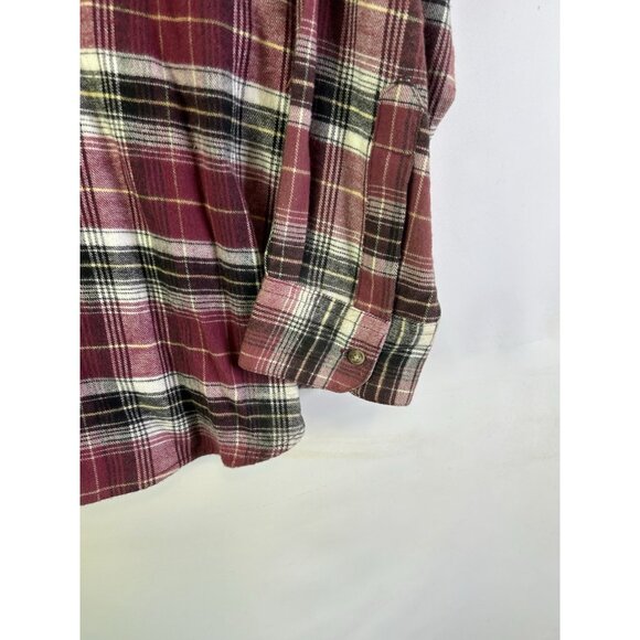 Deadstock Vintage 90s Rainbow Plaid Flannel Button Shirt Western - Picture 3 of 7